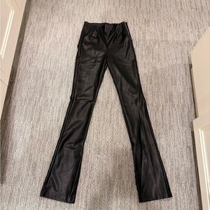 Zara Black Leather pants with slits